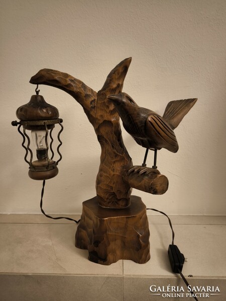 Amazing italian retro table lamp (aldo tura design) - bird, lamp, wood