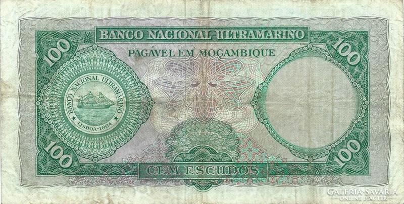 100 Escudo escudos 1961 not overstamped Mozambique