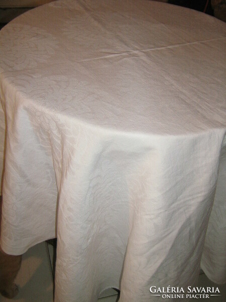 Beautiful antique vintage floral white damask tablecloth tablecloth