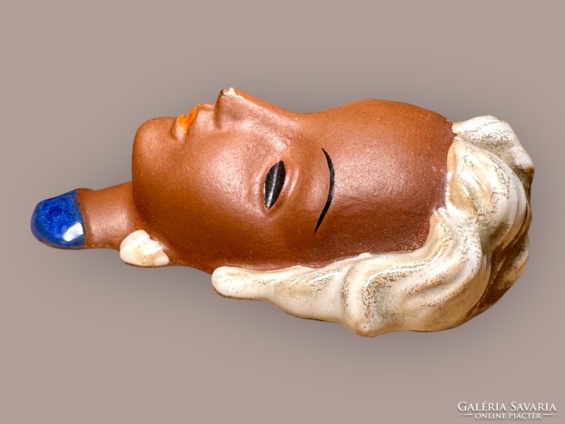 Rare! Goldscheider art deco small ceramic wall mask - adolf prischl - model 8248