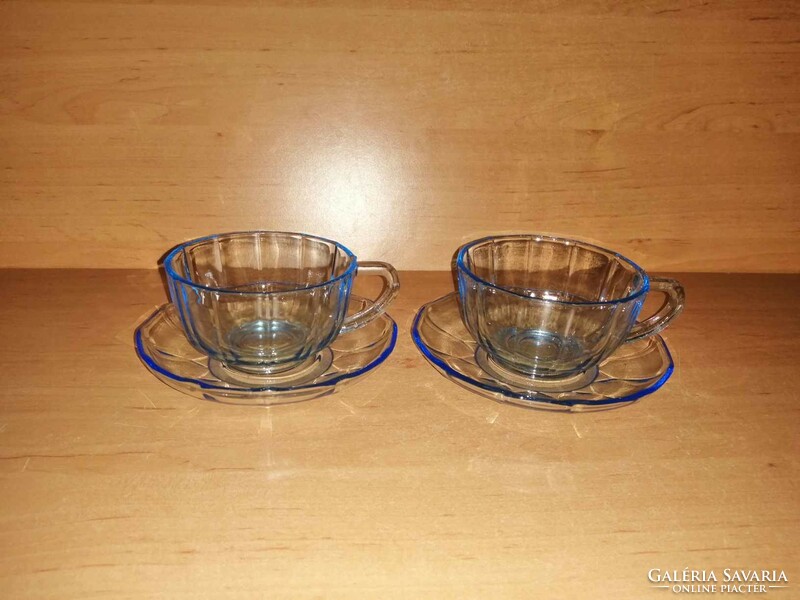 Pair of blue glass cups with bottoms (po-4)