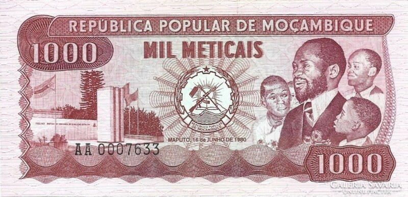 1000 meticais 1980 Mozambik UNC Ritka