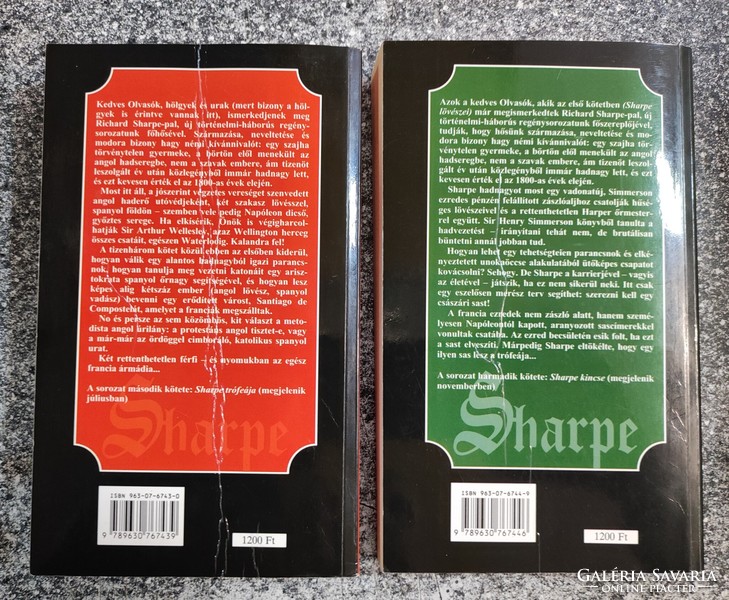 Bernard Cornwell Sharpe lövészei / trófeája. 2 kötet. Európa kiadó. 2000