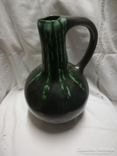 Glazed ceramic jug with handle, vase