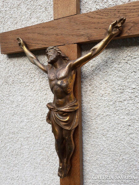 Large antique crucifix with cast iron crucifix, 68 cm