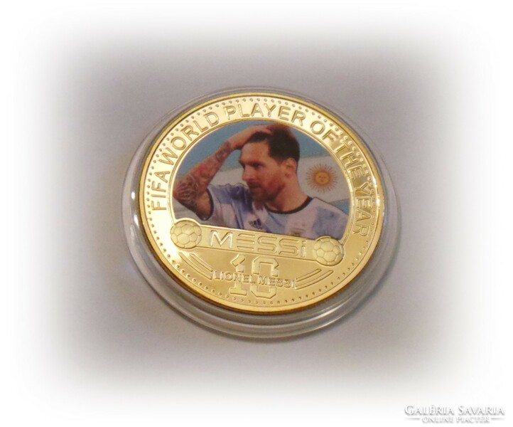 Messi - gilded football commemorative medal #1