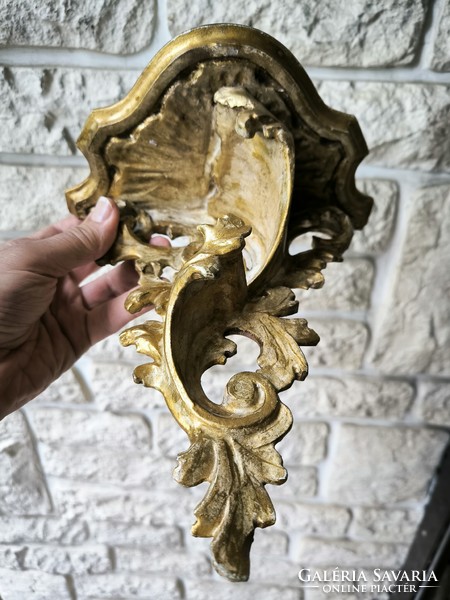 Antik àttört faragott Rokokó Bécsi barokk stílusú Fali konzol Posztamens viràgtartó óra tartó szobor