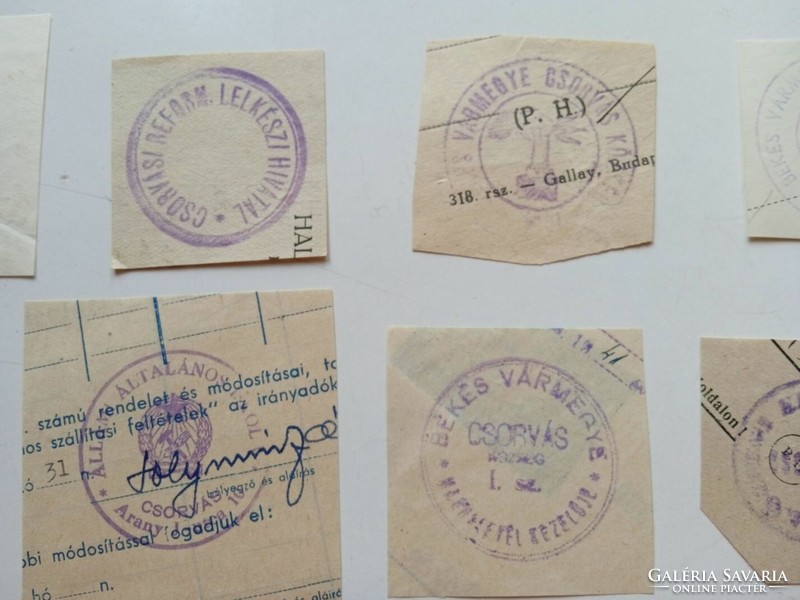 D202556 CSORVÁS  (Békés vm)   régi bélyegző-lenyomatok   10 db.   kb 1900-1950's