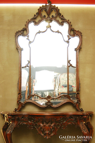 Baroque style console table with mirror