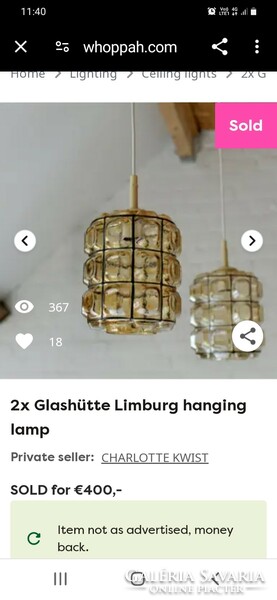 Glashütte Limburg Amber Glass 2 db  Vintage csilár mennyezeti lámpa
