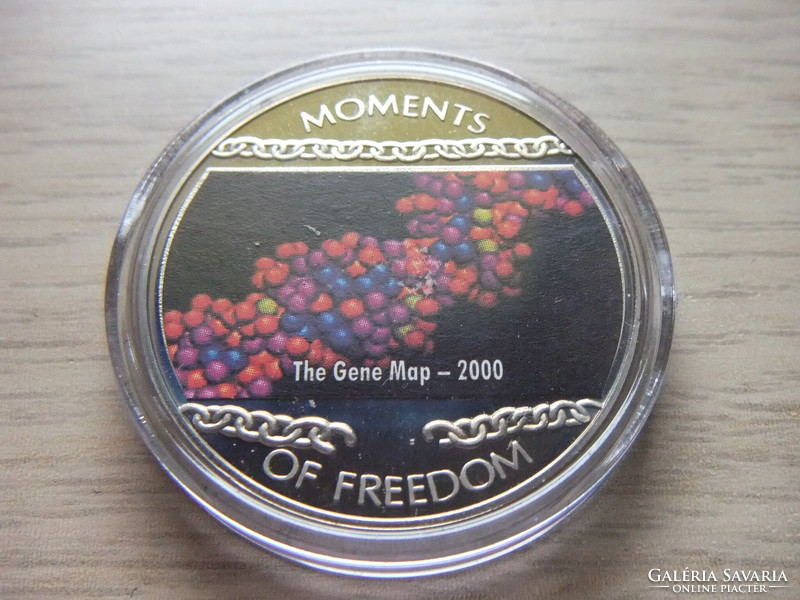10 Dollár Géntérkép 2000 Szinesfém emlékérem zárt  kapszulában 2004 Libéria