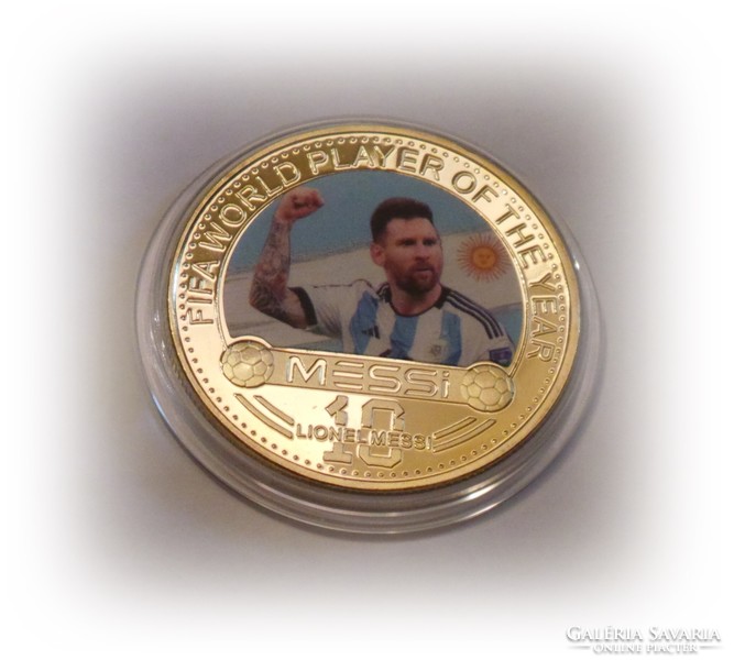 Messi - gilded football commemorative medal #4