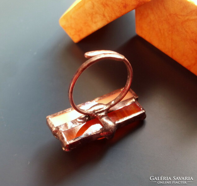Orange glass jewelry, special cocktail ring