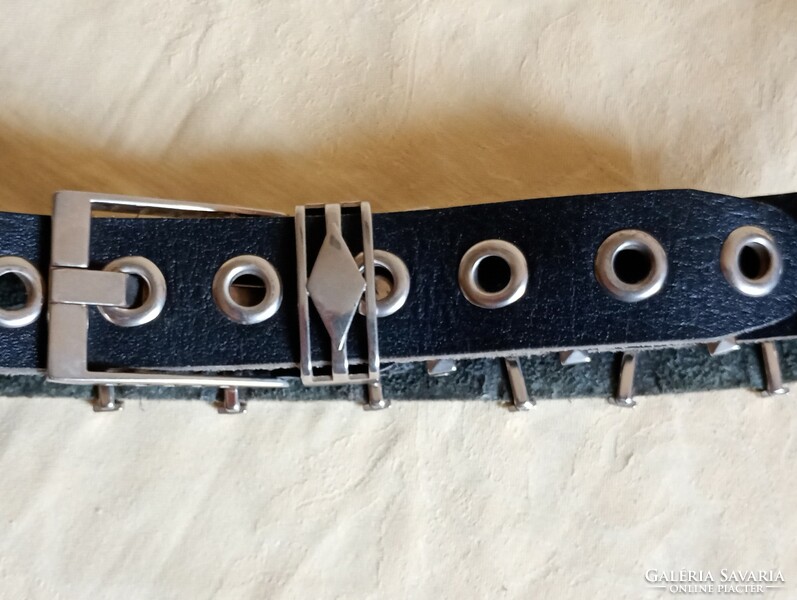 Pants belt men's leather belt riveted 92-108cm 35mm wide