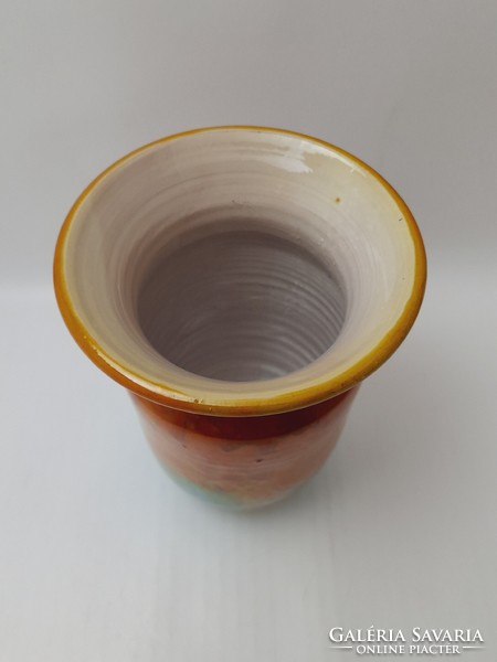 Polyák retro ceramic vase, 16.5 cm