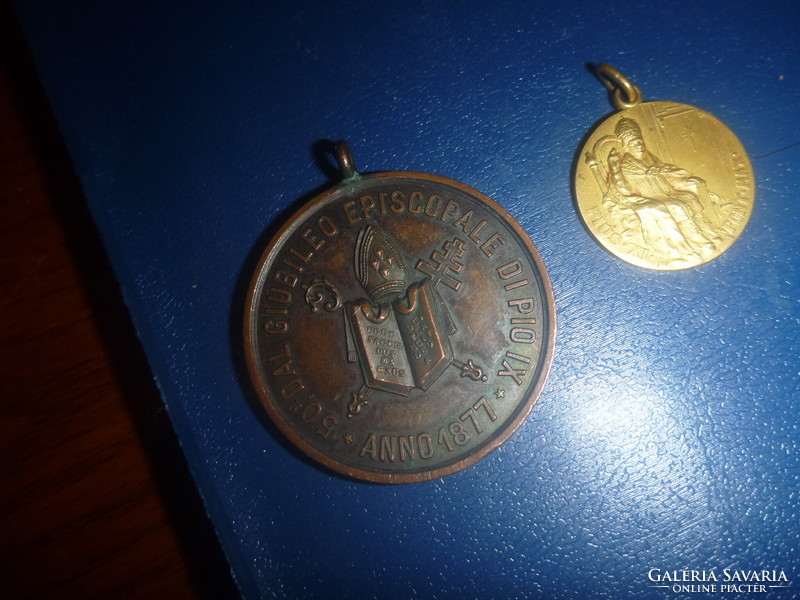 2 xi. Pius bronze memorial pendant for sale together!