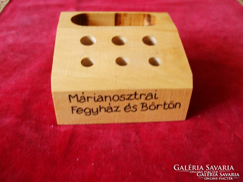 Wooden table pen holder made by prisoners in a prison in Marianastra