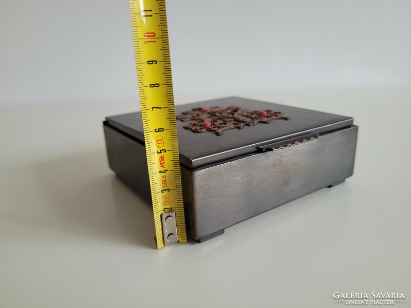Retro industrial art gift box lignifer mid century box metal box with jasper stone decoration