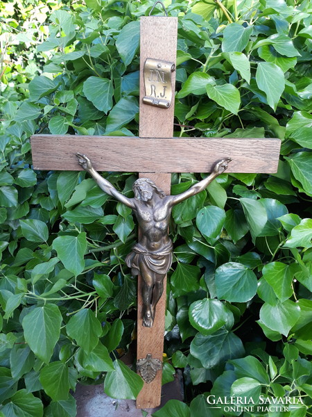 Large antique crucifix with cast iron crucifix, 68 cm