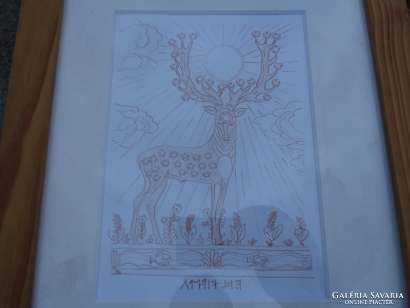 Wonder deer - ink drawing