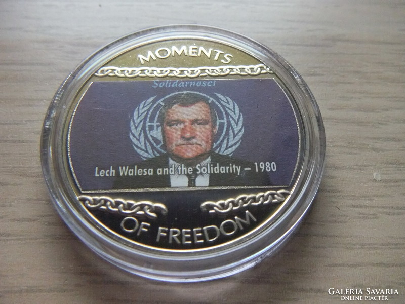 10 Dollar Lech Walesa 1980 non-ferrous metal commemorative medal in sealed capsule 2004 Liberia