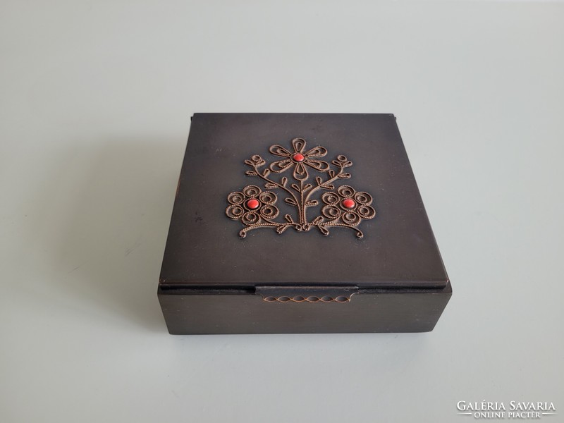 Retro industrial art gift box lignifer mid century box metal box with jasper stone decoration