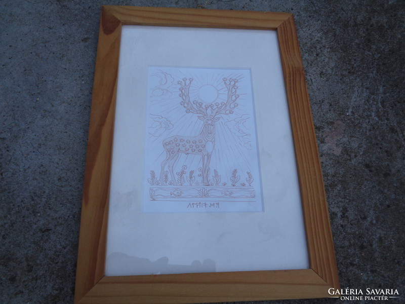 Wonder deer - ink drawing