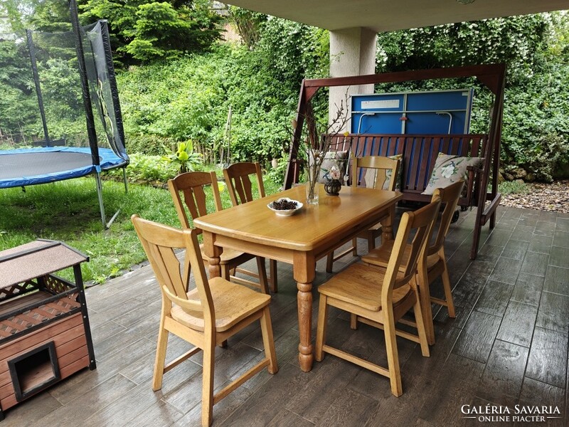 Solid oak dining set, dining table + 6 chairs in perfect condition