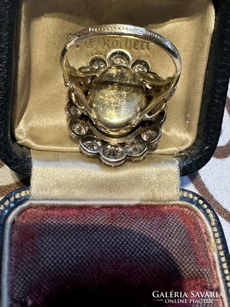 Ferenc József monogrammal antik gyűrű három karát brilliánsal eladó