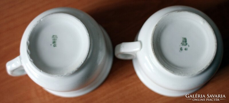 2 thick-walled Zsolnay porcelain coma cup mugs