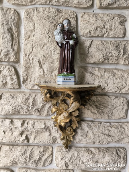 Antique openwork carved rococo Viennese baroque style wall bracket pedestal flower holder clock holder statue