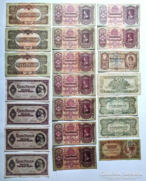 44 pengő banknotes, vg-f+-vf+