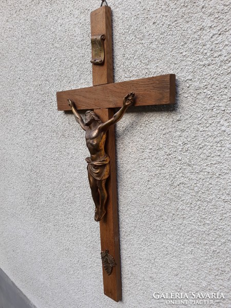 Large antique crucifix with cast iron crucifix, 68 cm