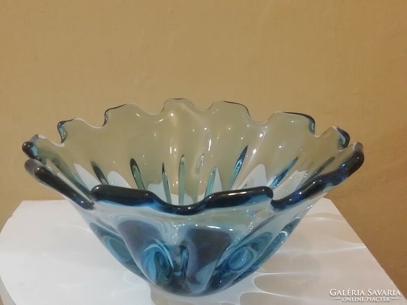 Retro pale blue glass bowl, offering