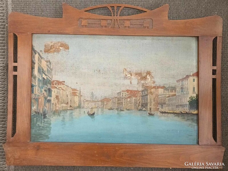 Art Nouveau picture frame with Venetian portrait ca. 1900