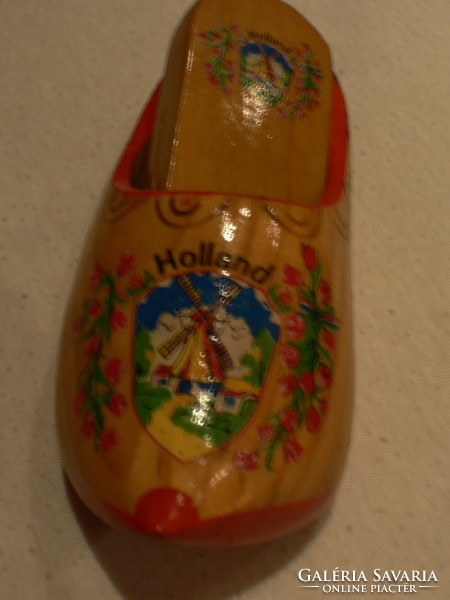 Dutch souvenir - painted wooden slippers with clothes cleaning brush