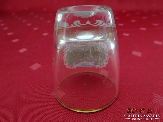 Glass brandy cup, bad ischl mit dachstein with inscription and view. He has!
