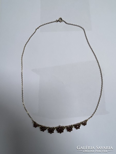 Necklace with garnet stones, gold-plated