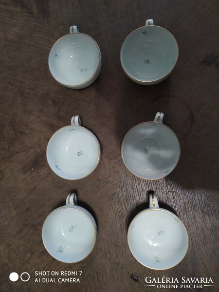 Herendi porcelán 6 db teáscsésze-aljával, apponyi mintás dekorral