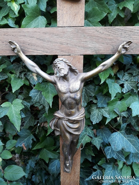 Large antique crucifix with cast iron crucifix, 68 cm