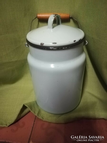 Light green enamel milk jug