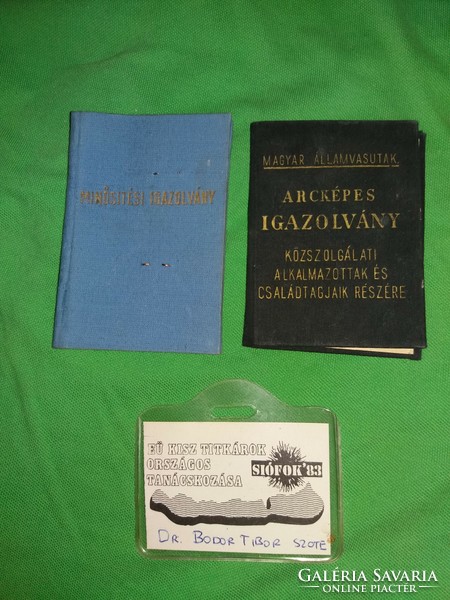Old document package: máv photo ID card + sports certification book + stagepass bodor tibor in one