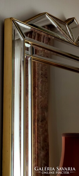 Monumentális, fazettázott Deknudt Art Deco stílusú tükör 160x66 cm!