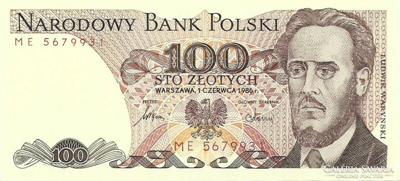 100 Zloty zlotych Poland 1986 aunc