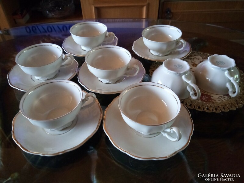 6 Individual antique tea cups + cup base xx