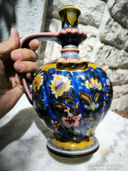 Antique Zsolnay jug decorative jug after Turkish pattern historicizing