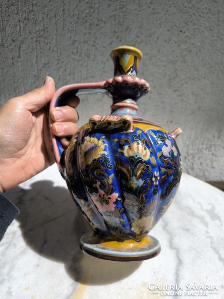 Antique Zsolnay jug decorative jug after Turkish pattern historicizing