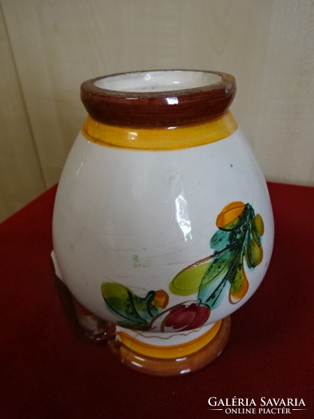 Antique glazed ceramic jug, hand painted, with two handles. Jokai.