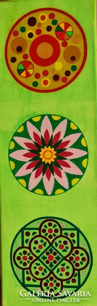 Lótusz virág hármas Mandala vászon, akril festék
