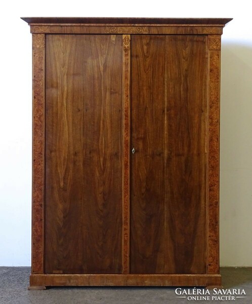 1R236 antique inlaid Biedermeier two-door wardrobe 195 x 150 cm